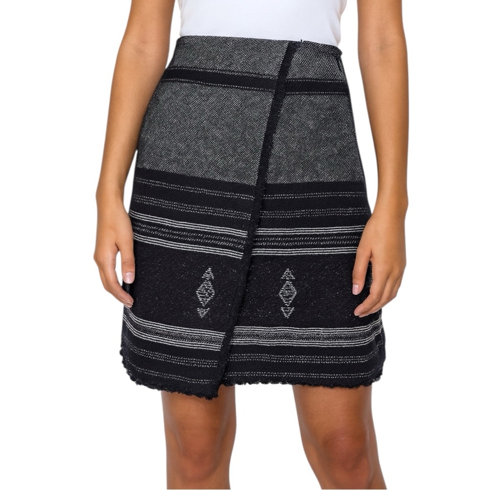 LOFT Ann Taylor Blanket Skirt Sz 8 Fringe Raw Hem Cotton Southwestern Preppy NEW